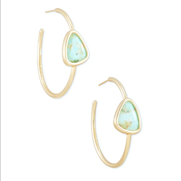 Kendra Scott Jewelry - NEW Kendra Scott Margot Gold Hoop Earrings Sea Grn